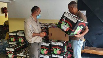 productores entregan peras y manzanas a brigadistas en el bolson productores entregan peras y manzanas a brigadistas en el bolson