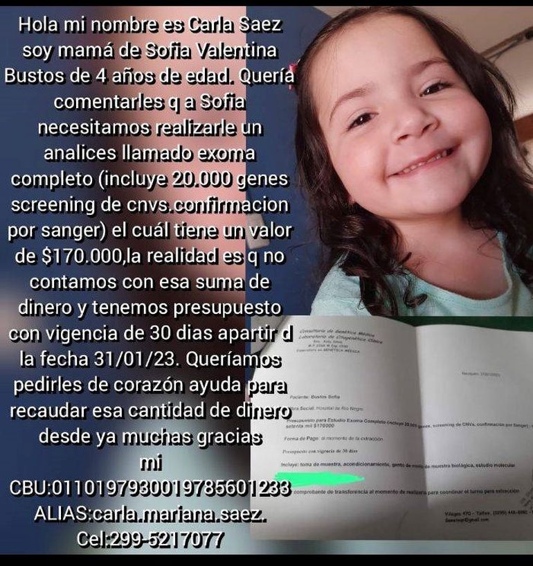 Familia cipoleña necesita $170 mil para costear importantes estudios médicos de su hija