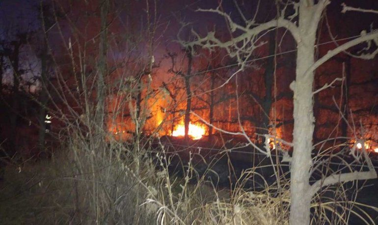 Voraz incendio en una chacra de Fernández Oro