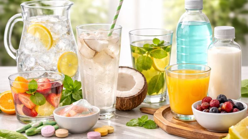Infusiones, leche y agua de coco complementan al agua en situaciones de calor, ejercicio o recuperación física.