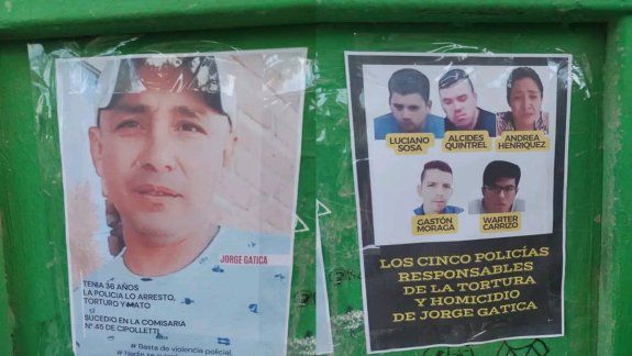 Jorge Gatica, la víctima, y los policías involucrados en su muerte. Uno de ellos, Moraga, ya fue condenado a prisión en suspenso.&nbsp;