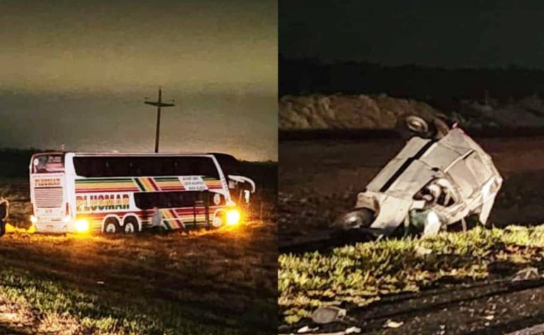 Tres personas murieron por un choque frontal entre un micro y un auto