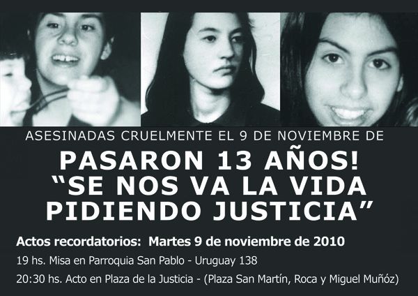 Se recuerdan hoy los 13 años del hallazgo de los cuerpos de María Emilia, Paula y Verónica