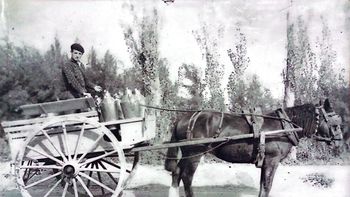 Francisco Gracia Santolaria en su carro lechero. Gentileza Graciela Mariana Gracia