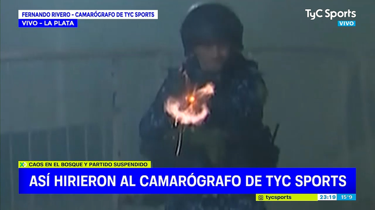 Incidentes: un policía le disparó en vivo a un camarógrafo de TyC