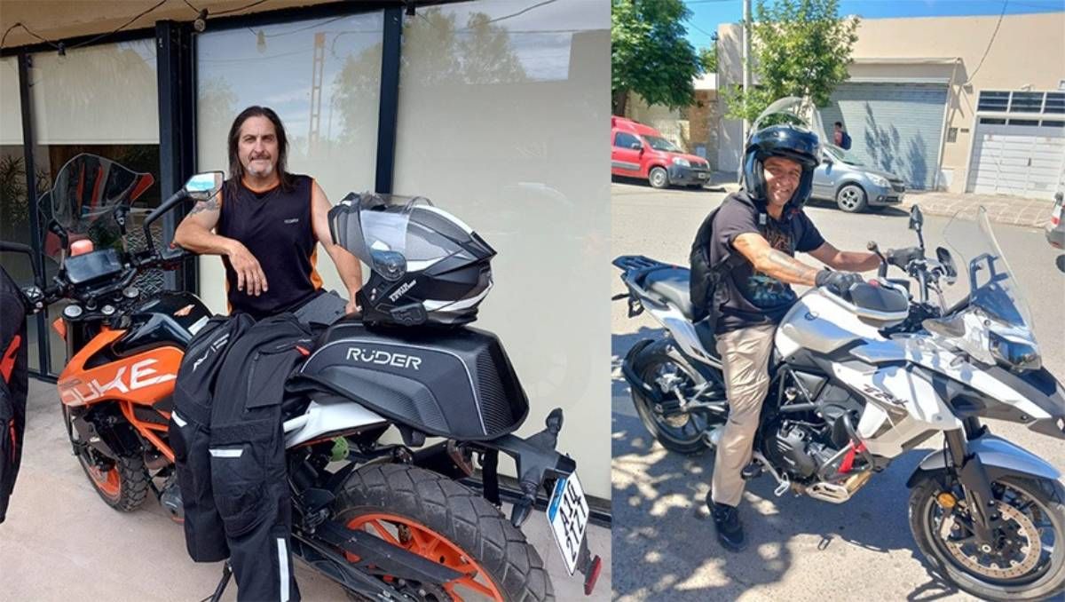 Dos viejitos piolas: Christian y Gustavo, amigos aventureros que se van a Perú en moto desde el Alto Valle.