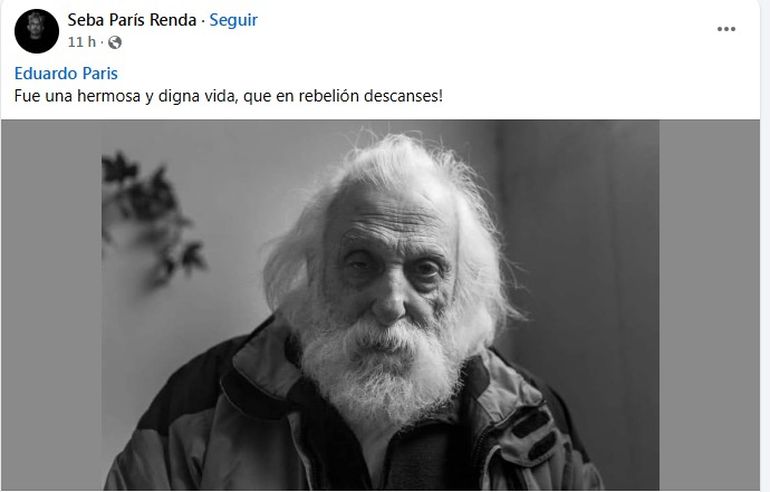 La despedida de Sebastián Paris, hijo de Eduardo. 