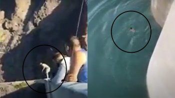 borracho salto a mas de 100 metros en un dique y termino internado
