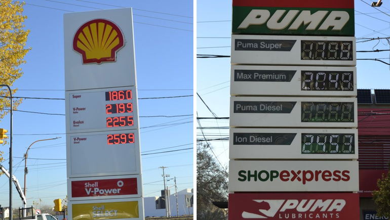 Precios combustibles, estaciones Shell y Puma 14 de mayo 2026.