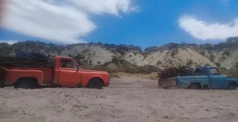 El rescate de la camioneta del amigo. Se rompió la Chevrolet al sur de Las Grutas