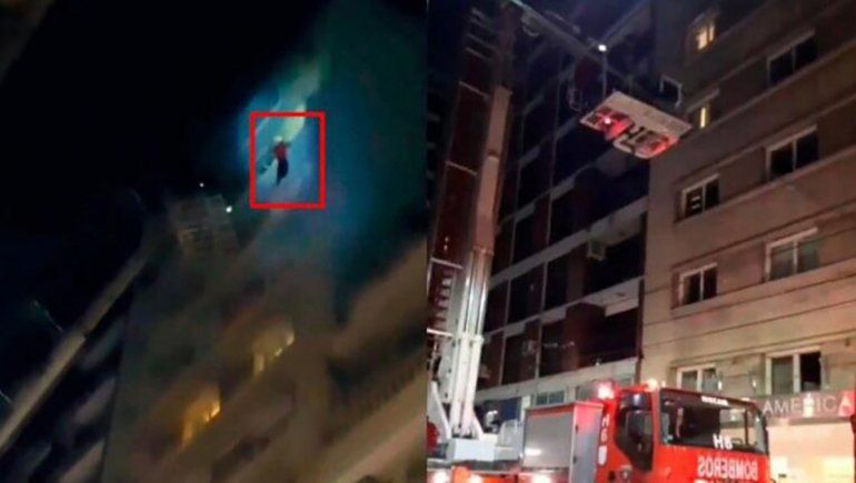 Impactante: futbolista se colgó de un balcón para escapar del fuego