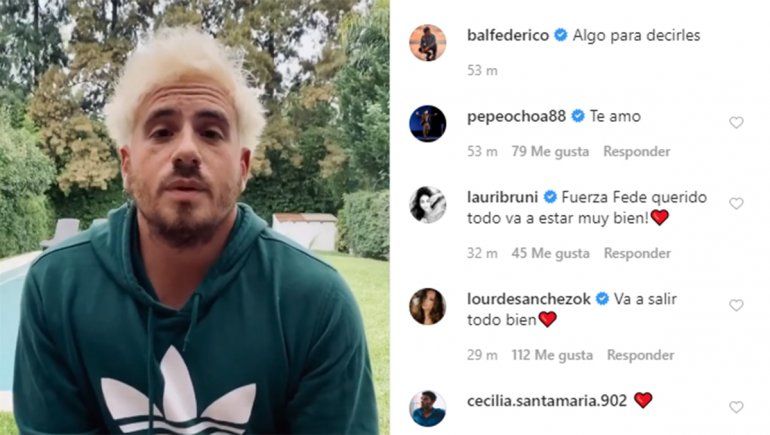 Federico Bal anunció con un video que padece cáncer
