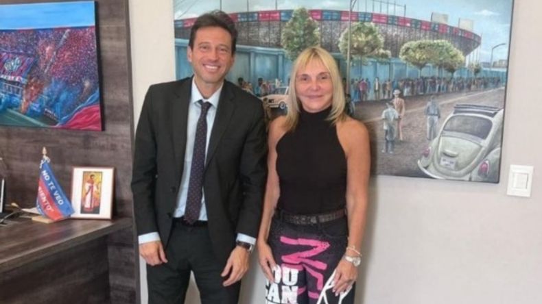 Marcelo Moretti, presidente de San Lorenzo y María José Scottini