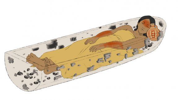 Hallan restos de una mujer enterrada en una canoa hace 880 años