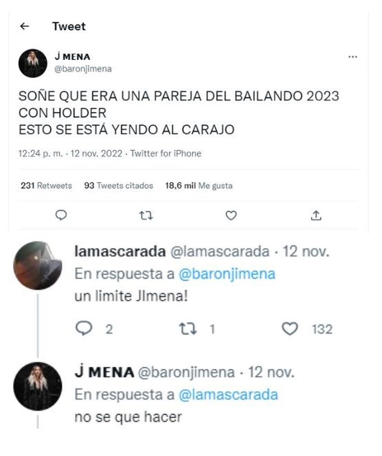 Jimena Barón compartió en Twitter lo que le pasa con Tomás Holder.