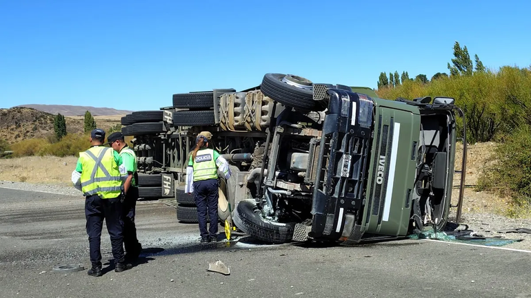 Camión del ejército que transportaba mulas volcó cerca de Junín de los Andes: cómo están los heridos