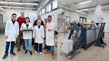 Felipe Rocha Parra y el quipo de investigación del CONICET, quienes impulsan el desarrollo de un ingrediente funcional a partir del aprovechamiento del orujo de manzana del Alto Valle. Foto: Gentileza Conicet.