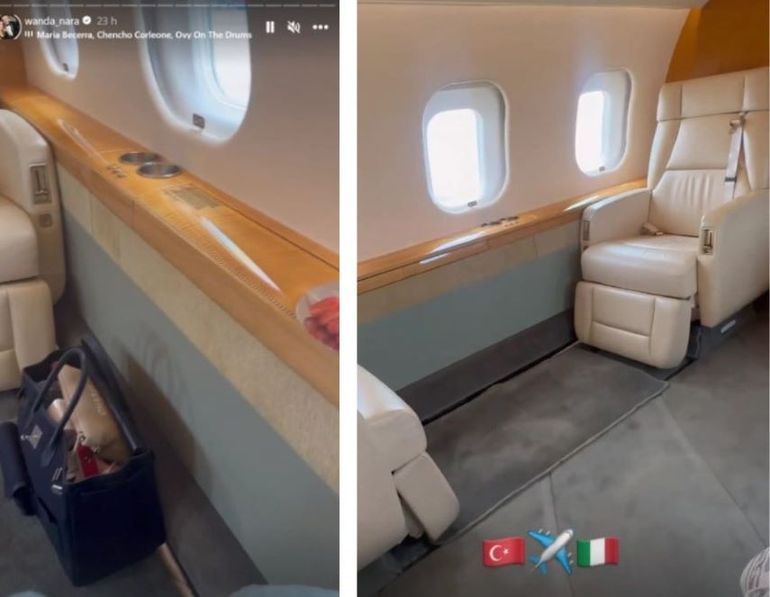Así es por dentro el avión en el que viaja Wanda Nara.