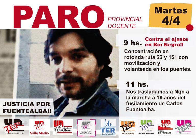 El martes, docentes rionegrinos se movilizarán hacia los puentes carreteros