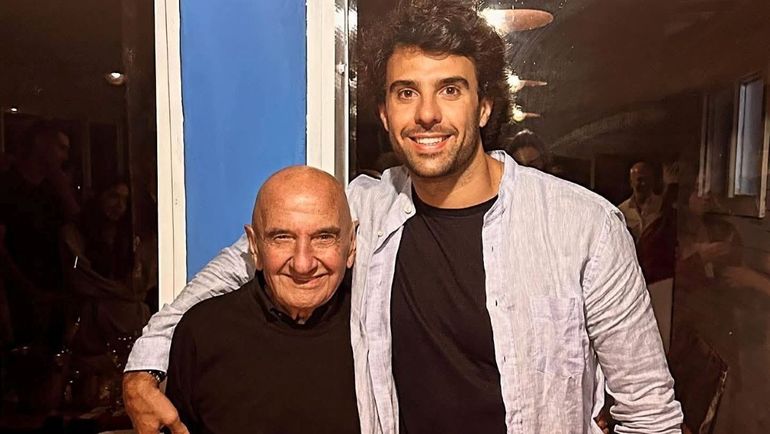 Ernesto Urcera y su nieto Juan Manuel, destacado piloto de automovilismo. 