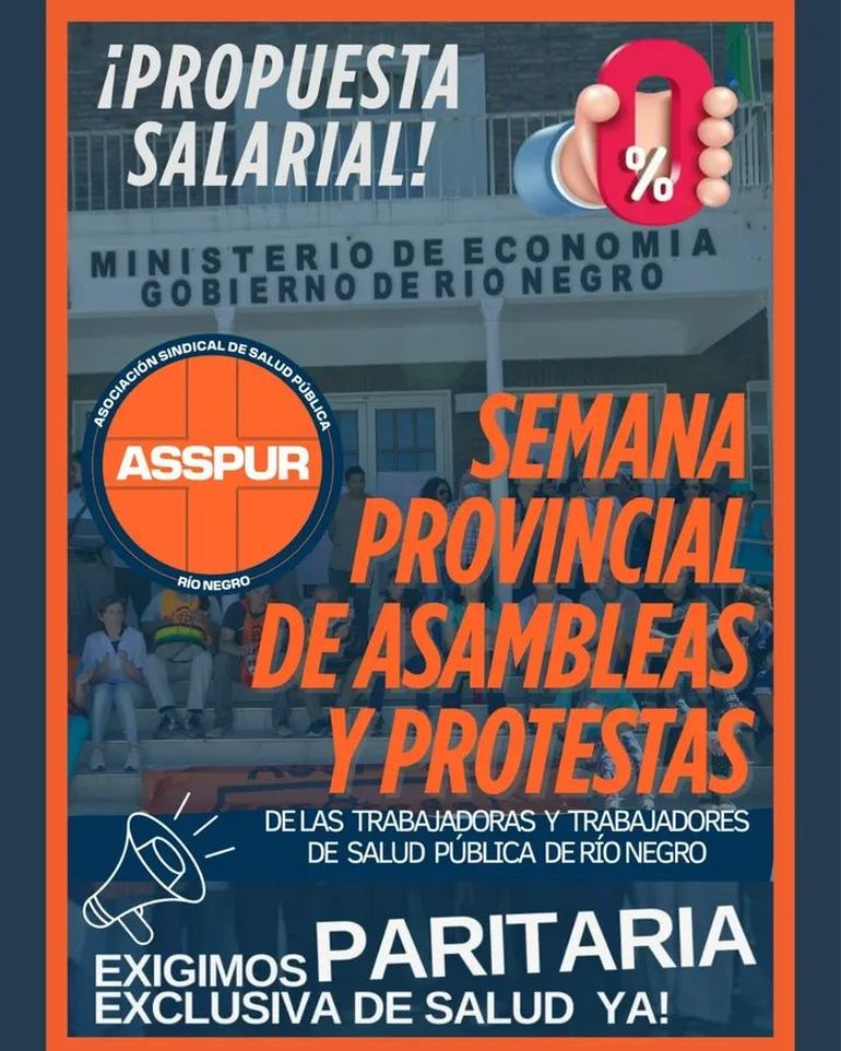 Los hospitalarios del sector público rionegrino no ceden en su plan de lucha por la apertura de paritarias y un aumento de salarios, además de exigir al Estado provincial una mayor provisión de insumos y medicamentos.