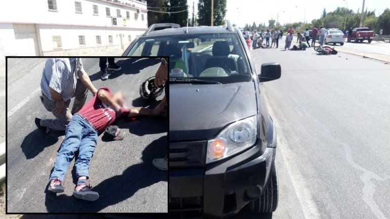 Motociclista intentó ingresar a la ruta y chocó contra una camioneta: hay dos heridos