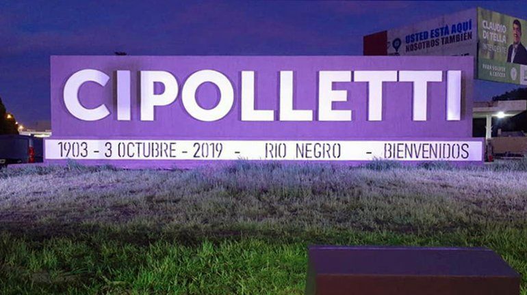 Con luces y un acto, inauguraron el cartel de bienvenida a Cipolletti