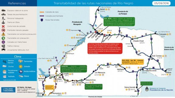 Cortarán la Ruta 22 en Huergo por trabajos de equipos viales