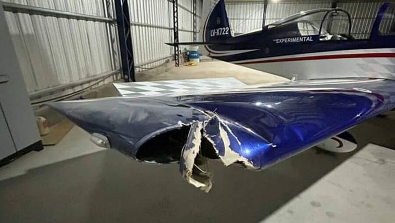 Así quedó la avioneta que rozó el suelo en medio del Show Aéreo de Allen
