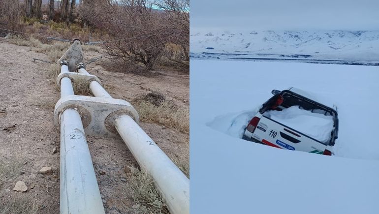 Las consecuencias del temporal en fotos: postes caídos, techos volados y vehículos enterrados en la nieve