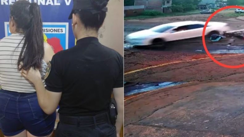 Las cámaras registraron el momento en que la pareja quedó frente al impacto y el auto continuó sin detenerse.