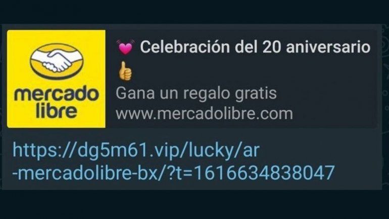 Alerta por un falso regalo de Mercado Libre que roba datos