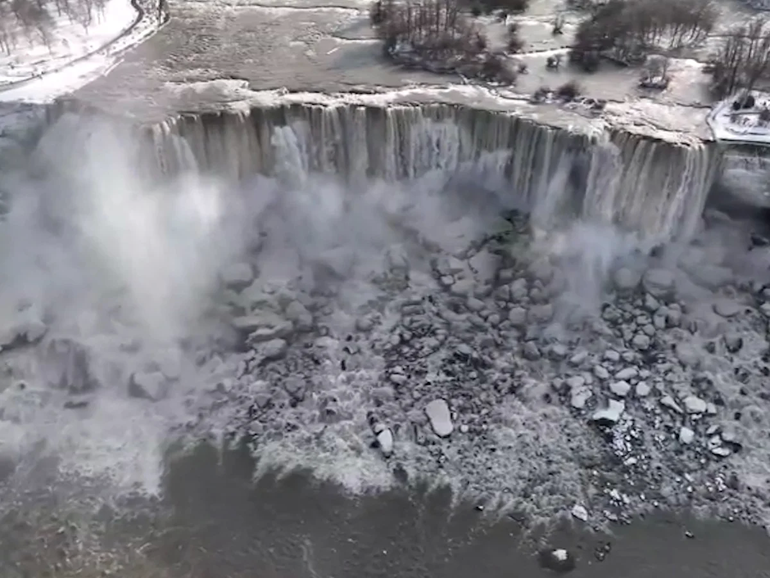 Las Cataratas del Niágara congeladas: video del maravilloso espectáculo
