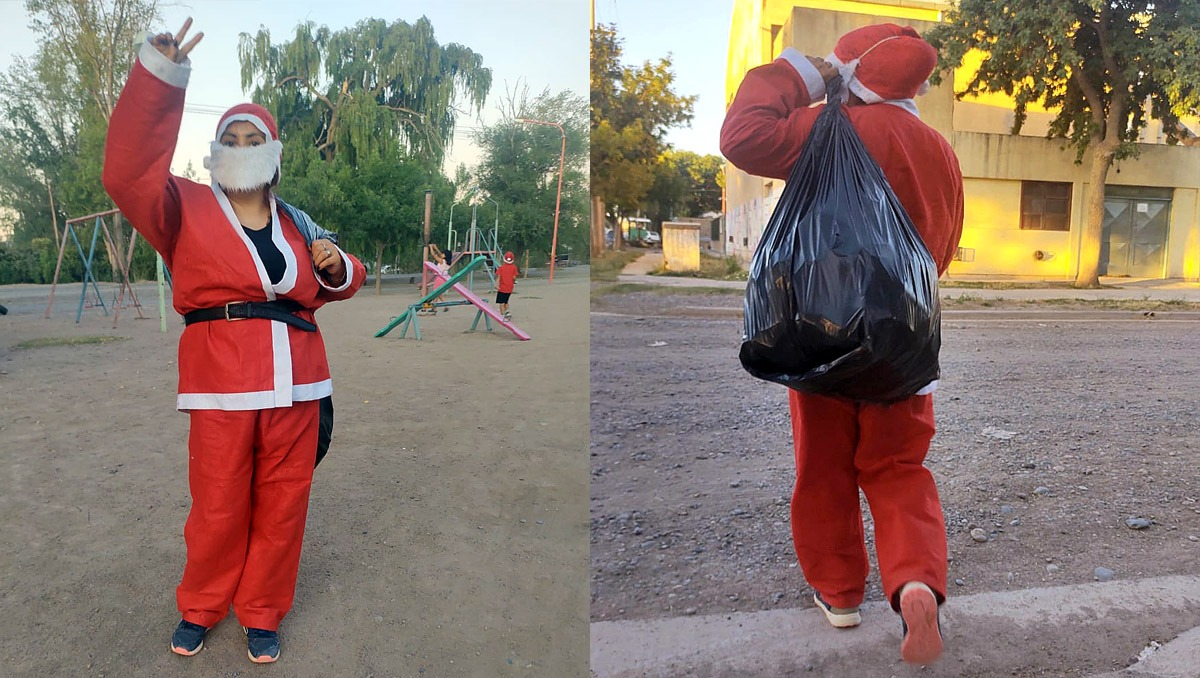 Nadia, repartiendo regalos y llevando alegría a los más chicos.