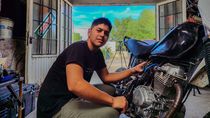 con 19 anos, leonel cumplio su sueno de abrir un taller de motos