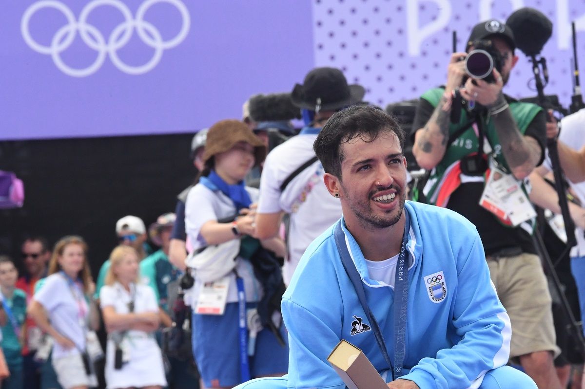 Torres y la alegría de darle la primera medalla de los Juegos Olímpicos a Argentina. Foto: Sergio Dovio&nbsp;