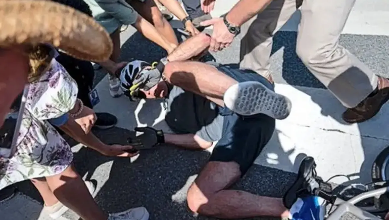 Joe Biden y la brutal caída cuando andaba en bicicleta