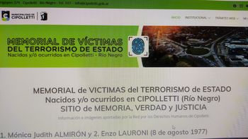El memorial web del Municipio dedicado a las víctimas locales del terrorismo de Estado debe estar cuanto antes disponible y accesible para quienes quieran conocer a las 17 personas relacionadas con Cipolletti que fueron asesinadas o desaparecidas.