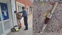 El ladrón fue atrapado por la policía tras un operativo cerrojo activado en pleno centro de Cipolletti. Al lado, el cuchillo que había robado.&nbsp;