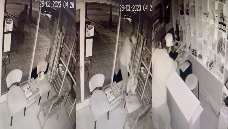 Video: Pateó el vidrio y robó en una veterinaria de Cipolletti