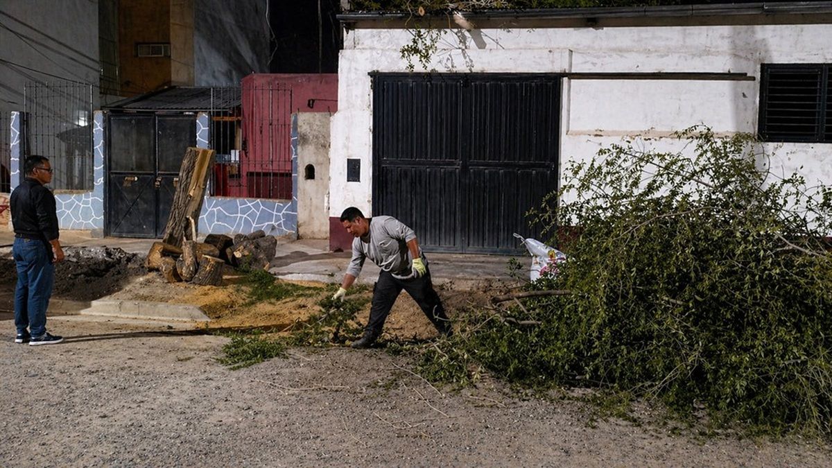 Protección Civil y Servicios Públicos trabaja en la ciudad ante los inconvenientes por el viento. Foto: Gentileza.