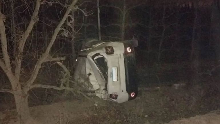 La Jeep Renegade volcó tras chocar el caballo. Fue durante la madrugada de este sábado a la altura de Guerrico. 