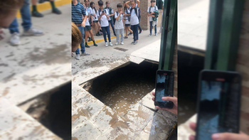 Cedió el piso en una escuela y cinco alumnos cayeron a un pozo ciego