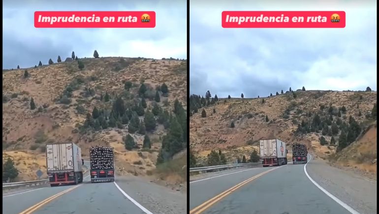 Imprudencia al volante: un camión realizó un sobrepaso en plena curva y casi provoca una tragedia