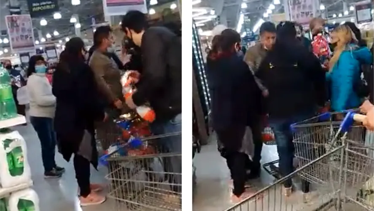 A las piñas en un súper por una promo de huevos de Pascua