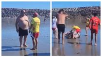 El hombre de 60 años se tomó a golpes de puño con los guardavidas en plena playa en Chubut.