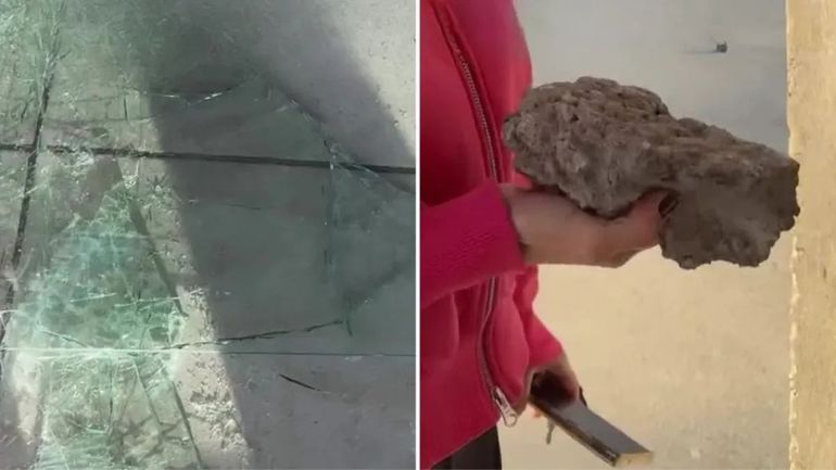 Los delincuentes utilizaron una piedra de grandes dimensiones para concretar el robo. Gentileza: ANRoca.&nbsp;