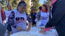 La seccional de Unter Cipolletti visibilizó el reclamo docente en la plaza San Martin.