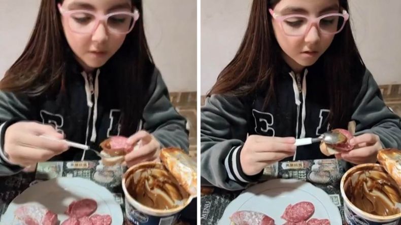 Una nena se volvió viral TikTok por comer salame con dulce de leche: Es riquísimo