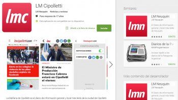 La app de LM Cipolletti se baja sin cargo desde Play Store e IOS.